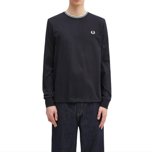 T-shirt Uomo in cotone, con doppia riga a contrasto sullo scollo